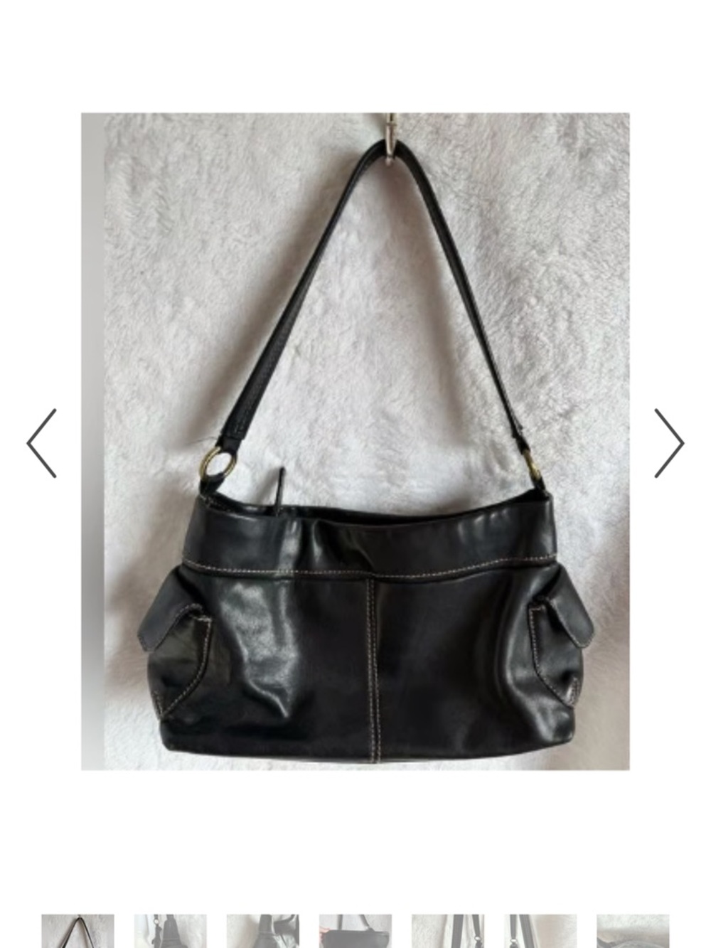 Fossil Black Leather Shoulder Bag with Contrast Stitching